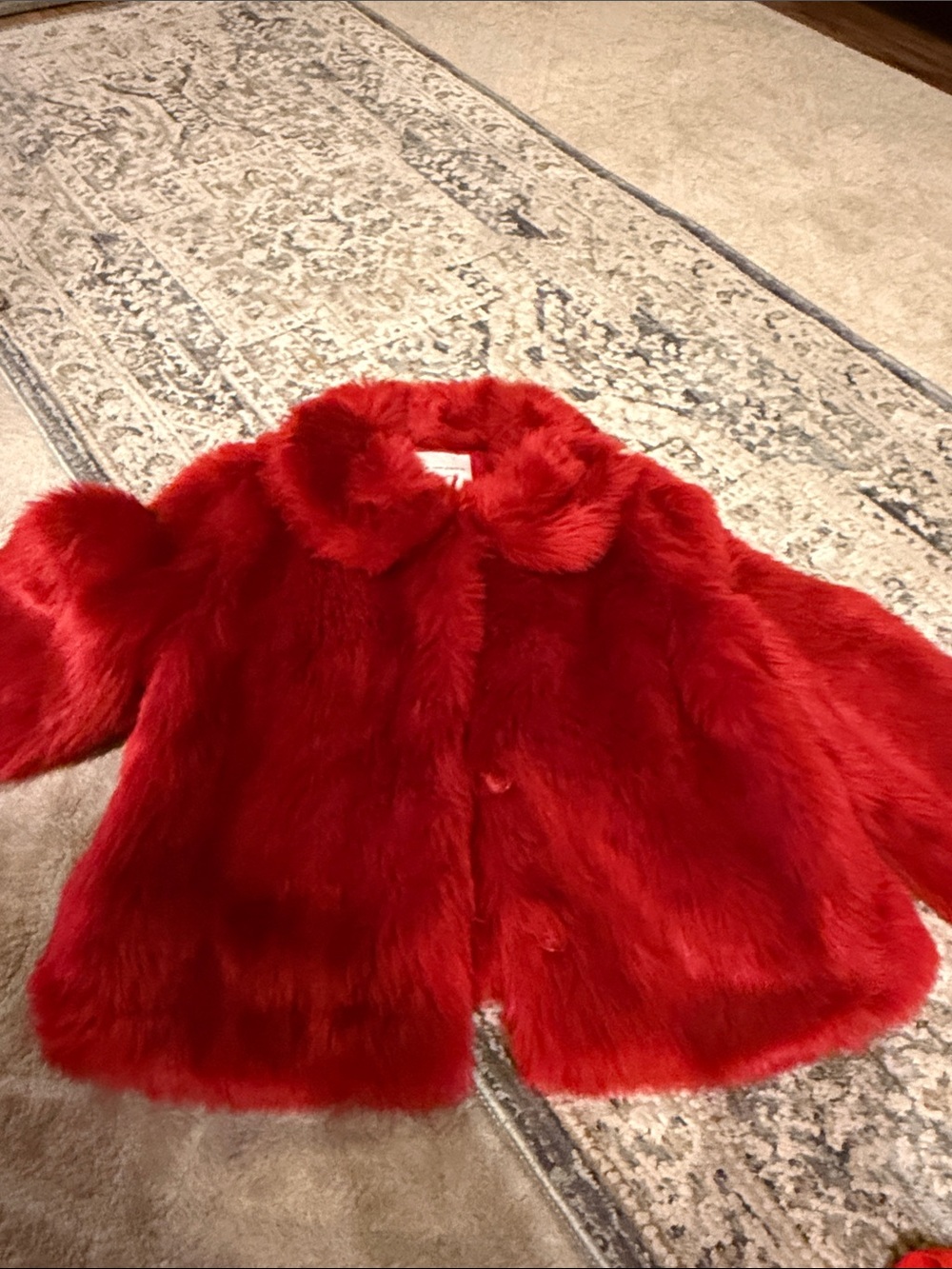 Janie and Jack Bright Red Faux Fur Girls' Coat
